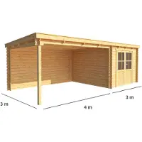 Warentuin Collection Blokhut, tuinhuisje met overkapping Els-Floor 700 cm bij 300 cm diep lessenaarsdak 3