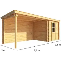 Warentuin Collection Blokhut, tuinhuisje met overkapping Els-Liv 600 cm bij 200 cm diep lessenaarsdak 1