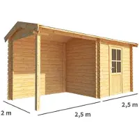 Warentuin Collection Blokhut, tuinhuisje met overkapping Fenna-Linn 500 cm bij 200 cm diep zadeldak 4