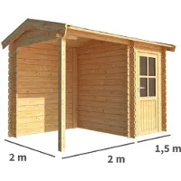 Warentuin Collection Blokhut, tuinhuisje met overkapping Fenna-Ize 350 cm bij 200 cm diep zadeldak