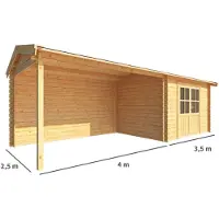 Warentuin Collection Blokhut, tuinhuisje met overkapping Fenna-Cataleya 750 cm bij 250 cm diep zadeldak 3