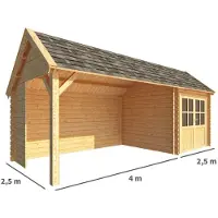 Warentuin Collection Blokhut, tuinhuisje met overkapping Michelle-Kayleigh 650 cm bij 250 cm diep kapschuurdak 7