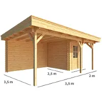 Warentuin Collection Blokhut, tuinhuisje met overkapping Lisa-Pien 550 cm bij 250 cm diep plat dak 8