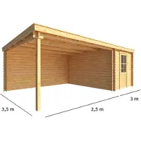 Warentuin Collection Blokhut, tuinhuisje met overkapping Els-Indy 550 cm bij 350 cm diep lessenaarsdak