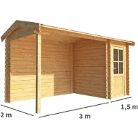 Warentuin Collection Blokhut, tuinhuisje met overkapping Fenna-Marly 450 cm bij 200 cm diep zadeldak 7