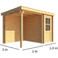 Warentuin Collection Blokhut, tuinhuisje met overkapping Els-Emma 350 cm bij 200 cm diep lessenaarsdak