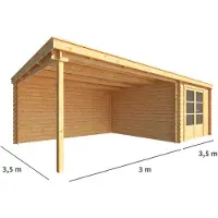 Warentuin Collection Blokhut, tuinhuisje met overkapping Els-Livia 650 cm bij 350 cm diep lessenaarsdak III
