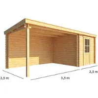 Warentuin Collection Blokhut, tuinhuisje met overkapping Els-Femke 600 cm bij 250 cm diep lessenaarsdak 1