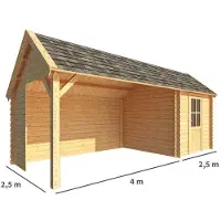 Warentuin Collection Blokhut, tuinhuisje met overkapping Michelle-Hira 650 cm bij 250 cm diep kapschuurdak 0
