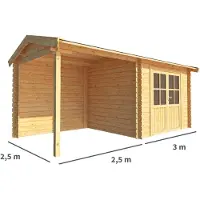 Warentuin Collection Blokhut, tuinhuisje met overkapping Fenna-Nadia 550 cm bij 250 cm diep zadeldak 7