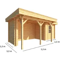 Warentuin Collection Blokhut, tuinhuisje met overkapping Lisa-Liza 600 cm bij 250 cm diep plat dak 5