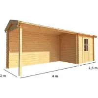 Warentuin Collection Blokhut, tuinhuisje met overkapping Fenna-Marley 650 cm bij 200 cm diep zadeldak 0