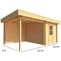 Warentuin Collection Blokhut, tuinhuisje met overkapping Lisa-Maryam 500 cm bij 300 cm diep plat dak 7
