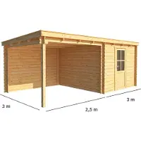Warentuin Collection Blokhut, tuinhuisje met overkapping Els-Norah 550 cm bij 300 cm diep lessenaarsdak 3
