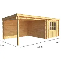 Warentuin Collection Blokhut, tuinhuisje met overkapping Els-Elena 650 cm bij 300 cm diep lessenaarsdak