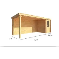 Warentuin Collection Blokhut, tuinhuisje met overkapping Els-Zoe 550 cm bij 200 cm diep lessenaarsdak 4