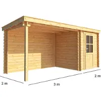 Warentuin Collection Blokhut, tuinhuisje met overkapping Els-Sara 500 cm bij 200 cm diep lessenaarsdak 0