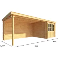 Warentuin Collection Blokhut, tuinhuisje met overkapping Els-Vera 700 cm bij 250 cm diep lessenaarsdak 3
