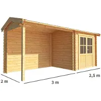 Warentuin Collection Blokhut, tuinhuisje met overkapping Fenna-Elina 550 cm bij 200 cm diep zadeldak 10