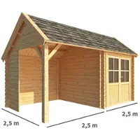 Warentuin Collection Blokhut, tuinhuisje met overkapping Michelle-Ashley 500 cm bij 250 cm diep kapschuurdak 5