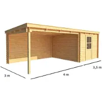 Warentuin Collection Blokhut, tuinhuisje met overkapping Els-Isabel 750 cm bij 300 cm diep lessenaarsdak 3