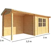 Warentuin Collection Blokhut, tuinhuisje met overkapping Fenna-Abigail 550 cm bij 200 cm diep zadeldak 11