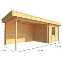 Warentuin Collection Blokhut, tuinhuisje met overkapping Lisa-June 600 cm bij 250 cm diep plat dak 4