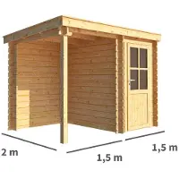 Warentuin Collection Blokhut, tuinhuisje met overkapping Els-Anna 300 cm bij 200 cm diep lessenaarsdak