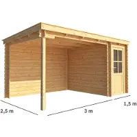 Warentuin Collection Blokhut, tuinhuisje met overkapping Els-Noor 450 cm bij 250 cm diep lessenaarsdak