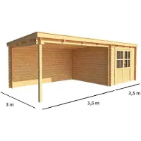 Warentuin Collection Blokhut, tuinhuisje met overkapping Els-Rosalie 700 cm bij 300 cm diep lessenaarsdak 0