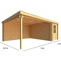 Warentuin Collection Blokhut, tuinhuisje met overkapping Els-Fiene 500 cm bij 350 cm diep lessenaarsdak 2