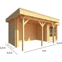 Warentuin Collection Blokhut, tuinhuisje met overkapping Lisa-Juna 650 cm bij 250 cm diep plat dak 8