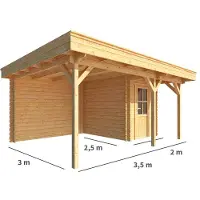 Warentuin Collection Blokhut, tuinhuisje met overkapping Lisa-Nine 550 cm bij 250 cm diep plat dak 3