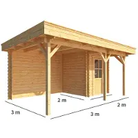 Warentuin Collection Blokhut, tuinhuisje met overkapping Lisa-Cornelia 500 cm bij 200 cm diep plat dak