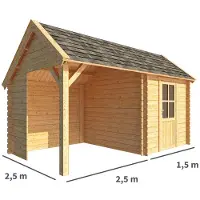 Warentuin Collection Blokhut, tuinhuisje met overkapping Michelle-Wies 400 cm bij 250 cm diep kapschuurdak