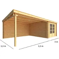Warentuin Collection Blokhut, tuinhuisje met overkapping Els-Aya 650 cm bij 350 cm diep lessenaarsdak 9