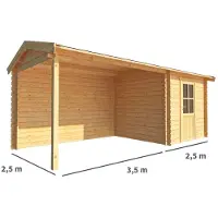 Warentuin Collection Blokhut, tuinhuisje met overkapping Fenna-Valentina 600 cm bij 250 cm diep zadeldak