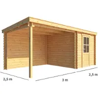 Warentuin Collection Blokhut, tuinhuisje met overkapping Els-Liz 550 cm bij 250 cm diep lessenaarsdak 3