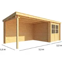 Warentuin Collection Blokhut, tuinhuisje met overkapping Els-Esmee 600 cm bij 250 cm diep lessenaarsdak 5