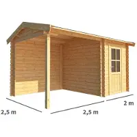 Warentuin Collection Blokhut, tuinhuisje met overkapping Fenna-Renske 450 cm bij 250 cm diep zadeldak