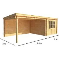 Warentuin Collection Blokhut, tuinhuisje met overkapping Els-Lana 750 cm bij 300 cm diep lessenaarsdak II