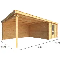 Warentuin Collection Blokhut, tuinhuisje met overkapping Els-Lola 650 cm bij 350 cm diep lessenaarsdak 1