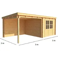 Warentuin Collection Blokhut, tuinhuisje met overkapping Els-Mia 600 cm bij 300 cm diep lessenaarsdak 5