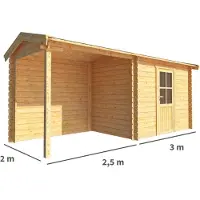 Warentuin Collection Blokhut, tuinhuisje met overkapping Fenna-Aaliyah 550 cm bij 200 cm diep zadeldak 8