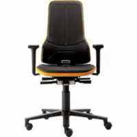 BIMOS Werkstoel NEON, permanent contact, basismodel zonder bekleding, met wielen, flexband oranje