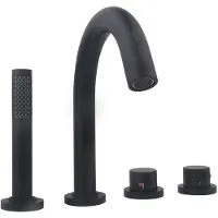 Mueller Round 4-gats thermostatische badrand kraan zwart