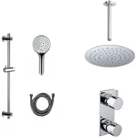 Mueller Ufo chroom thermostatische regendouche 20cm met plafondarm en handdouche op glijstang