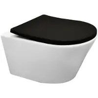 Mueller Afesta mat wit randloos toilet inclusief zwarte softclose zitting