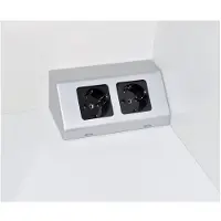 Sanicare Inbouw / opbouw dubbele contactdoos zilvergrijs