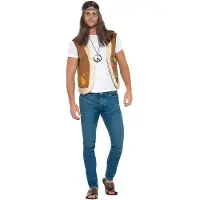 Smiffys 60's hippie vestje (Bruin, S/M)